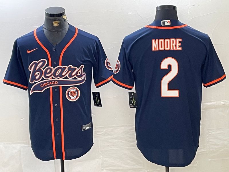 Men Chicago Bears 2 Moore Blue Joint Name 2024 Nike Limited NFL Jersey style 4